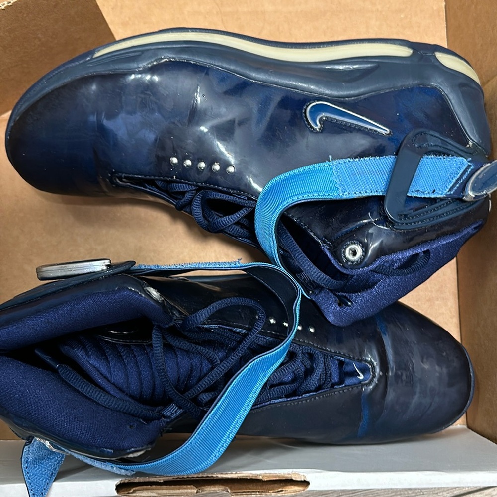 Slightly used Navy blue with light blue velcrow strap, size 12 men’s Jordan’s